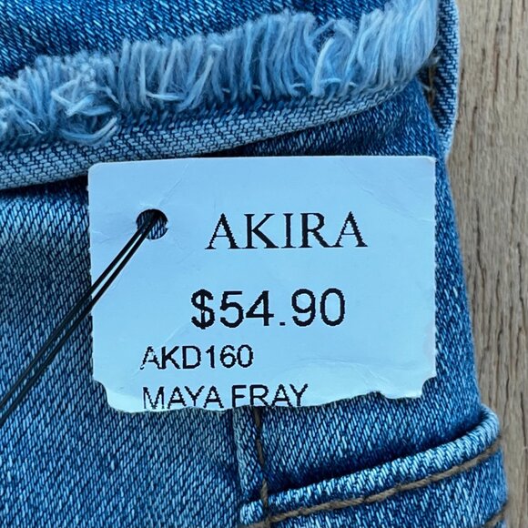 AKIRA MAYA FRAY MID RISE SKINNY WOMEN’S JEANS sz 7 W27 Dark Wash STRETCHY NWT - Picture 10 of 15